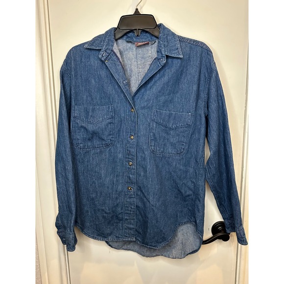 Woolrich Tops - Vintage Woolrich Denim Button Down Shirt Medium Wash Cotton Made in USA Small